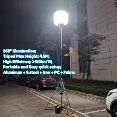 360° Φωτισμός 60W 100W 120W 320W Φωτεινό μπαλόνι LED χωρίς λάμψη σε τρίποδο για οικοδομικούς χώρους