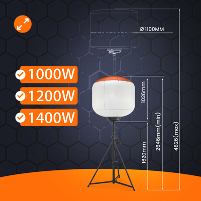Υψηλής ισχύος LED τηλεσκοπικό φως Πύργο 1400W μπαλόνι εξωτερικά φώτα Πύργο για Βιομηχανικά