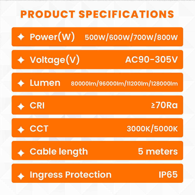 Φωτιστικό μπαλονιού LED 500W IP65 50000Hrs 160lm/W AC90-305V